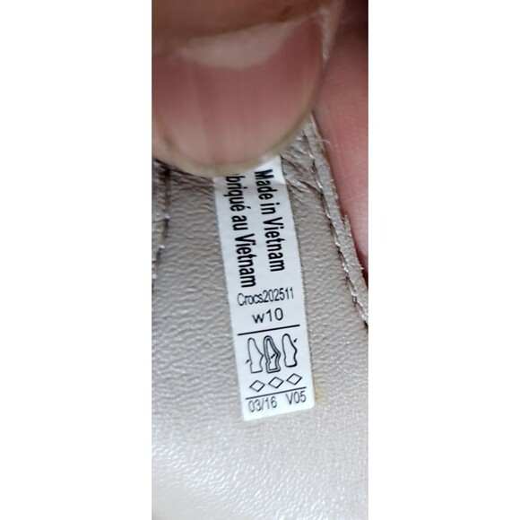 Crocs Women's Leigh II Sandals Size 10 Beige Canvas Wedge Heel Ankle Strap Beach - Picture 11 of 11